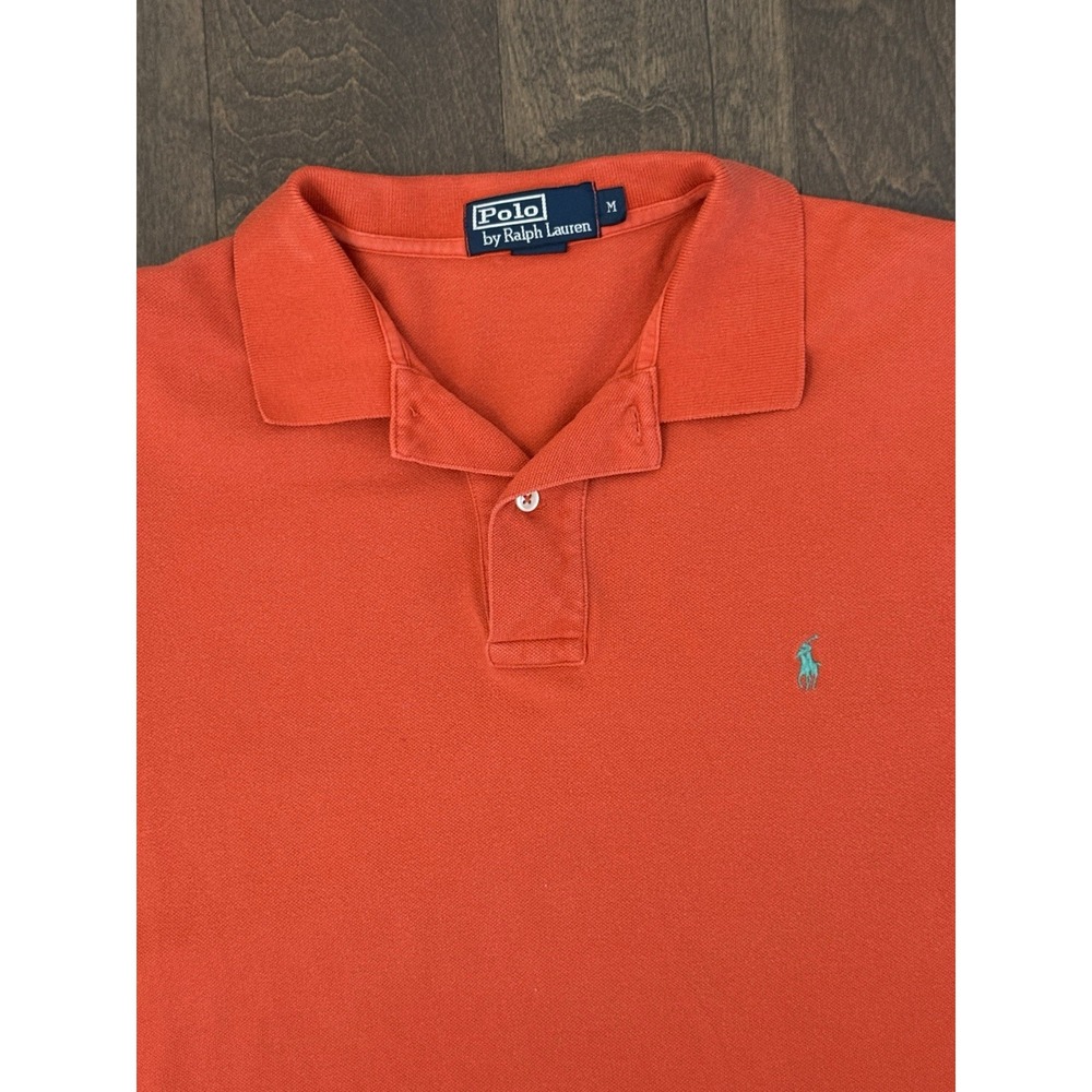 Polo Ralph Lauren Shirt Men's Size M Classic‎ Fit Orange Short Sleeve Green Logo